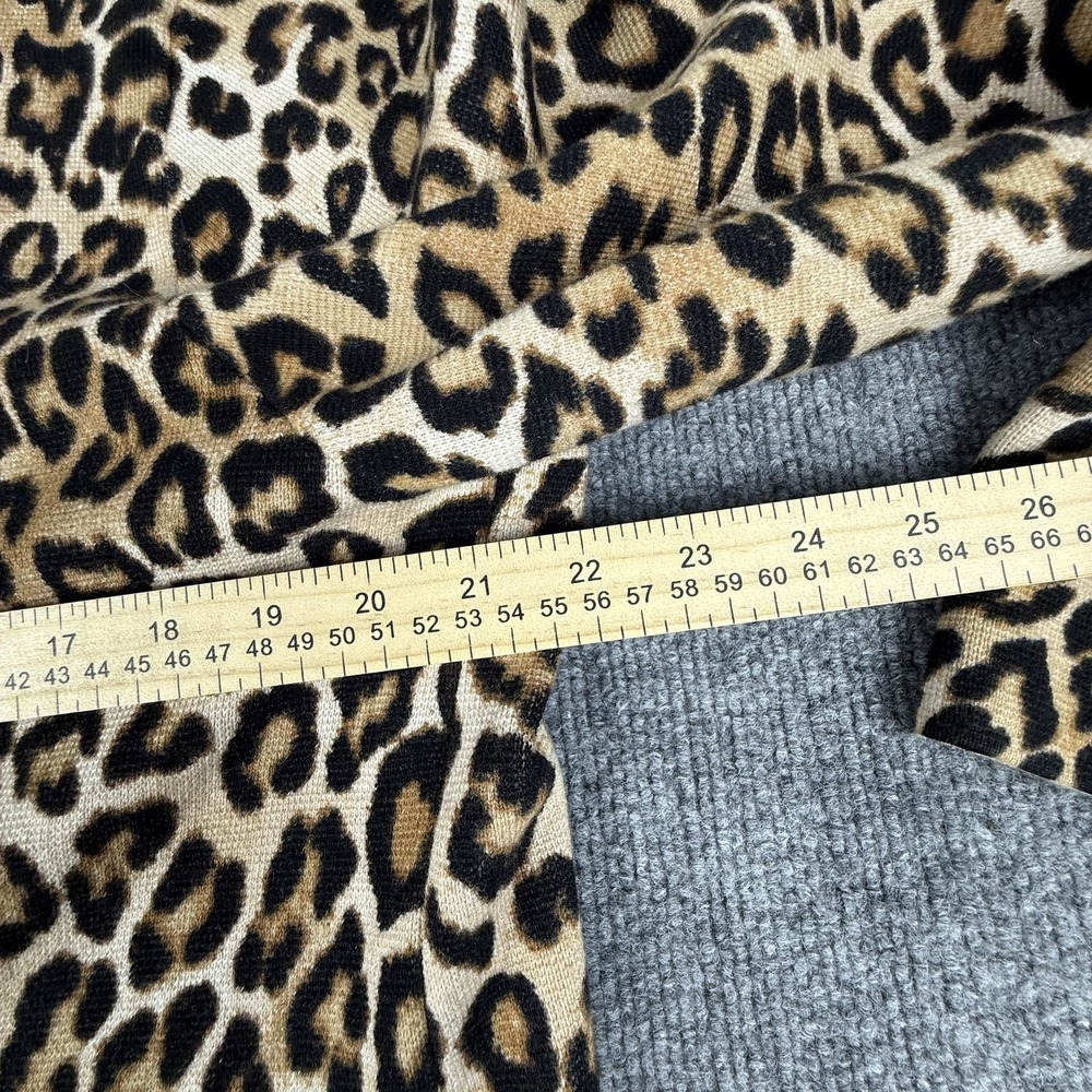 Chicos Cardigan Sweater Womens 2 Brown Leopard Print Button Front Stretch Knit - Picture 11 of 12